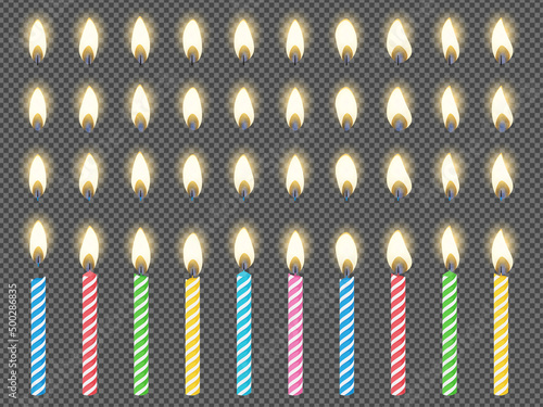 誕生日のろうそくと火のイラスト素材セット