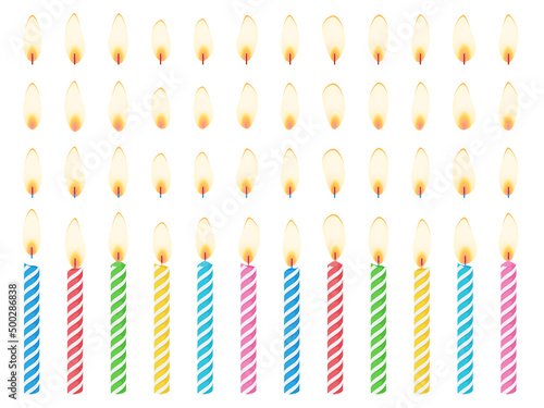 誕生日のろうそくと火のイラスト素材セット