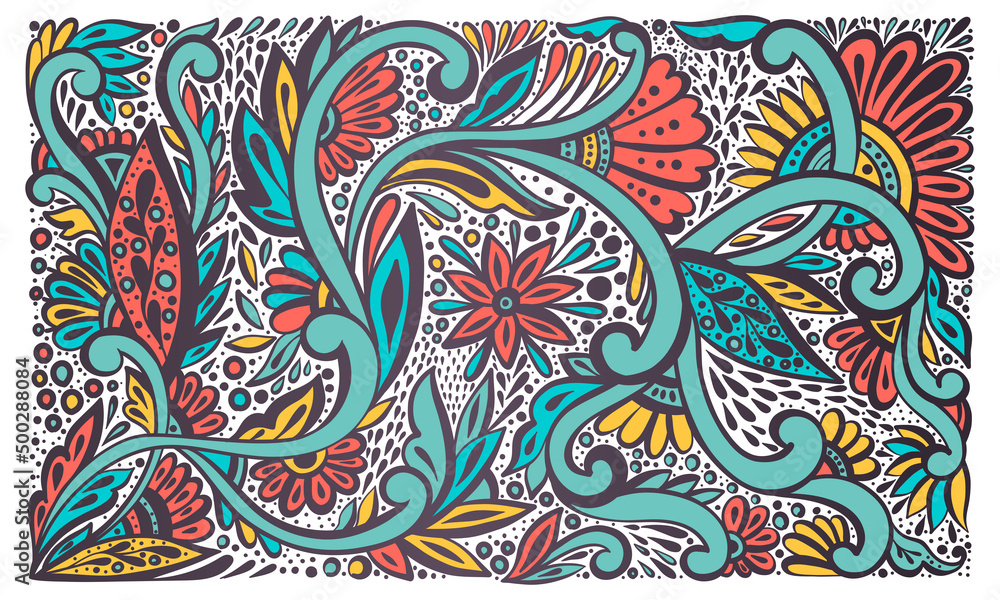 Leaves background. Vector ornament pattern. Paisley elements. Great for fabric, invitation, wallpaper, decoration, packaging or any desired idea.
