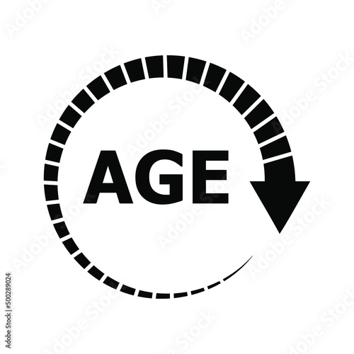 Age icon design. vector illustration. arrow symbol. Age limit concept. 