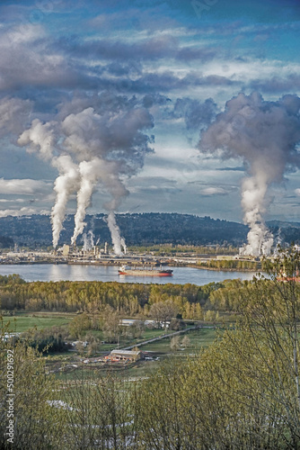 steam venting from a mill in Longview Washington
