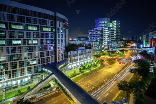 Canvas Print A night-view of Jurong East in Development