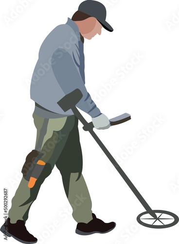 person searching for metals with metal detector-