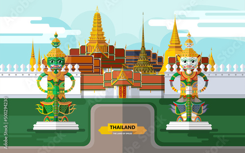 Thailand travel concept The Most Beautiful Places To Visit In Thailand in flat style in flat design color.
