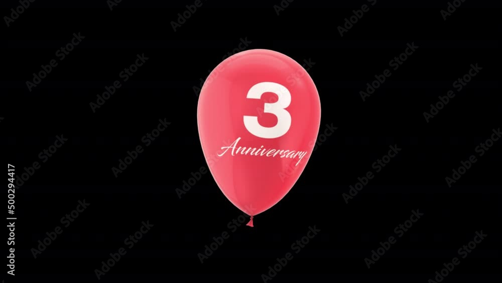 Anniversary Celebration Helium Balloon with Number 3. Loop Animation with Alpha Channel Prores 4444. Anniversary Celebration Helium Balloon with Number 3. Loop Animation with Alpha Channel Prores 4444.