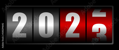 New year 2023 counter, vector greeting card in eps 10, modern design illustration