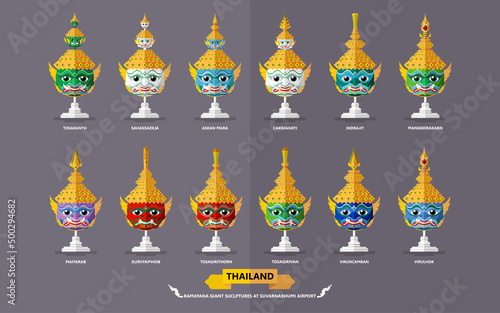 Thailand travel concept The Most Beautiful Places To Visit In Thailand in flat style in flat design color.