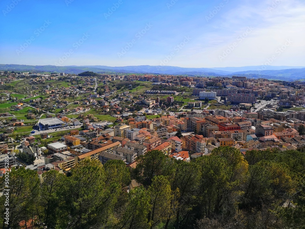 panorama from the top of the city of Campobasso in Molise, Italy