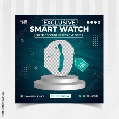 Smart watch social media and instagram banner post design template
