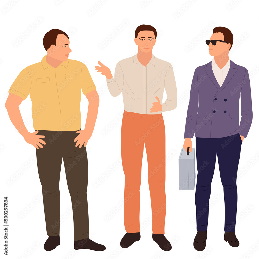 men flat design, isolated, vector