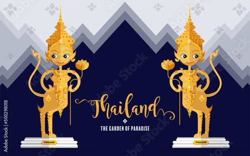 Thailand travel concept The Most Beautiful Places To Visit In Thailand in flat style in flat design color.