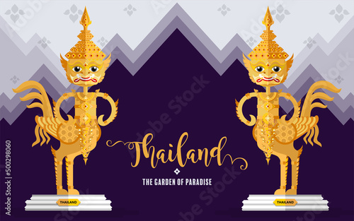 Thailand travel concept The Most Beautiful Places To Visit In Thailand in flat style in flat design color.