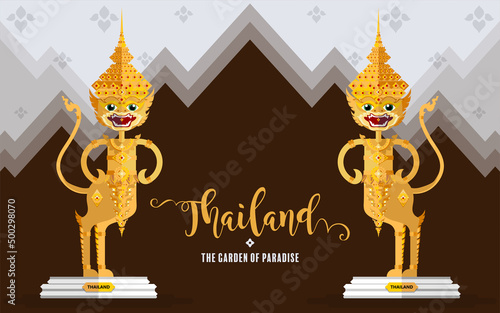 Thailand travel concept The Most Beautiful Places To Visit In Thailand in flat style in flat design color.