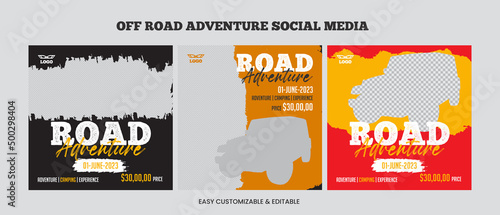 Off-road social media post template bundle. Car social media web banner set