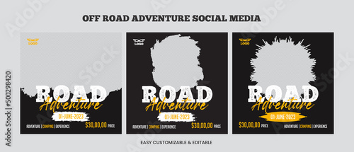 Off-road social media post template bundle. Car social media web banner set