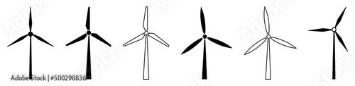 Windmill icon set. Air energy concept. Vector illustration isolated on white background