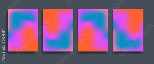Abstract Vivid Colorful A4 Posters Set. Trendy Fluid Gradient