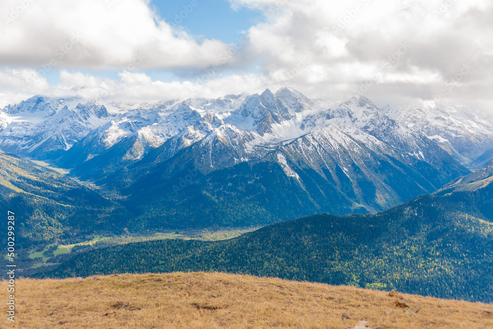 Fototapeta premium Mountain day autumn. Arkhyz