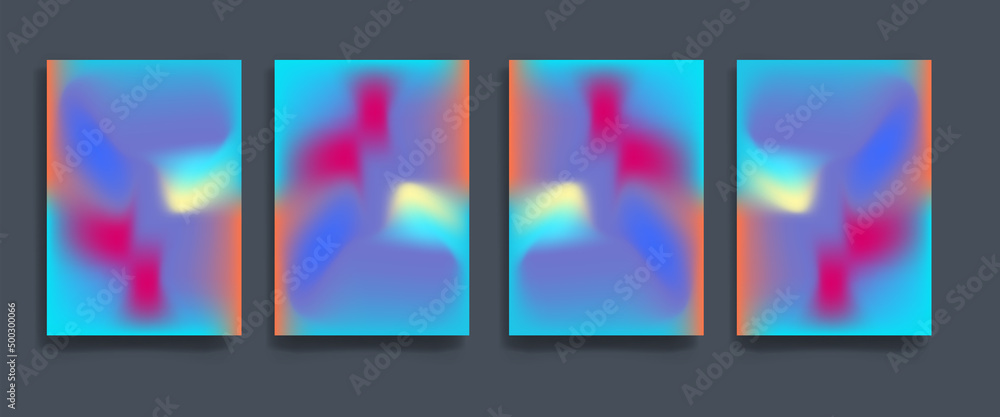 Blurred backgrounds set with modern abstract blurred color gradient ...