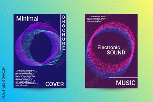 Set of modern abstract musical backgrounds. Sound flyer for creating a fashionable cover, banner, poster, booklet.