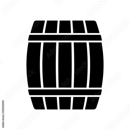 Wooden barrel icon. Black silhouette. Front side view. Vector simple flat graphic illustration. Isolated object on a white background. Isolate.