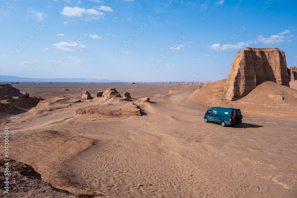 Campervan in the middle of desert
