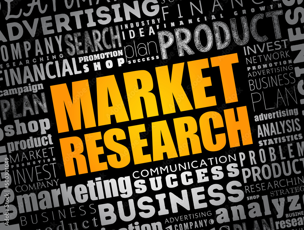 Market research - organized effort to gather information about target markets and customers, word cloud concept background