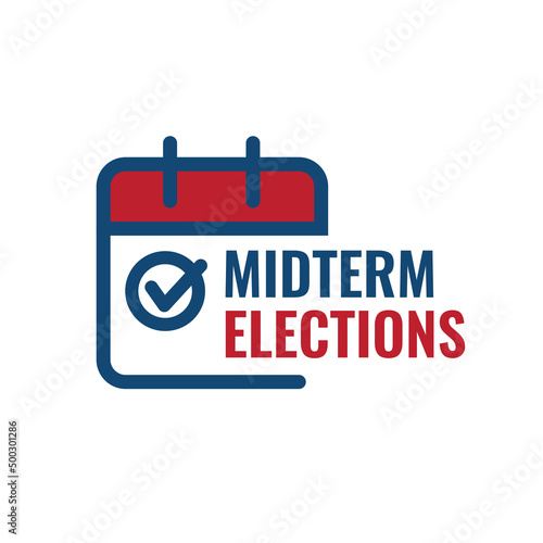2022 Midterm Elections Design w Red White and Blue Vote Icon
