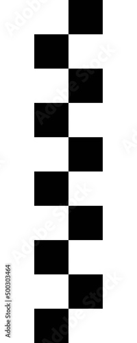 A checkered stripe pattern (zip fastener or zipper) without gaps between the inner squares and the surrounding lines. Vertical orientation, black and white. 