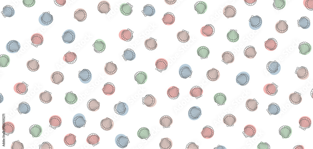 Muster mit Muscheln und Farbklecksen Muster mit Muscheln und Farbklecksen