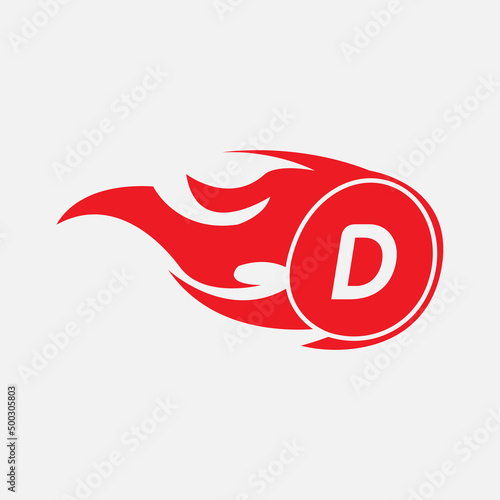 Modern letter D design template. Burning flame design vector illustration