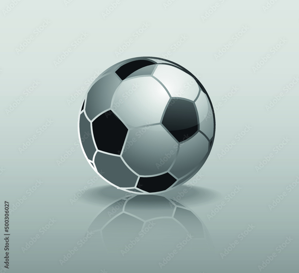 Obraz premium Volume 3d football, soccer ball with reflection on the surface.