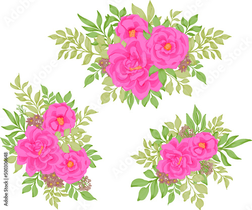 pink rose flower watercolor arrangement clipart