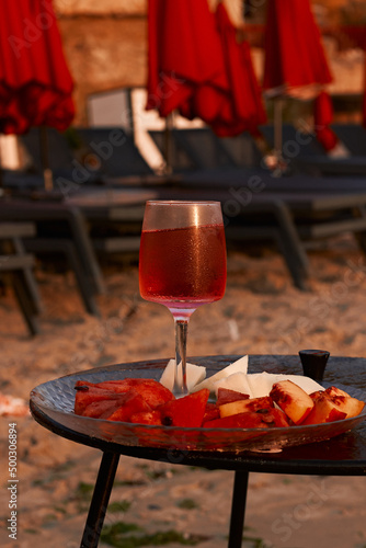 outdoor cafe on the beach sunrise