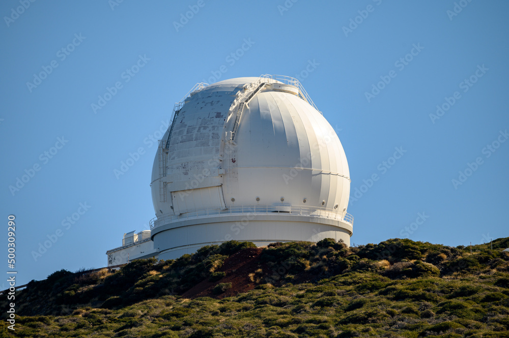 International space observatory and telescopes on La Palma island located on highest mountain range Roque de los muchachos, sunny day, Canary islands, Spain International space observatory and telescopes on La Palma island located on highest mountain range Roque de los muchachos, sunny day, Canary islands, Spain