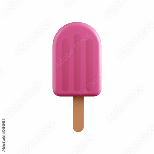 Fruit ice cream 3d illustration isolated on white. Fruit ice cream illustration