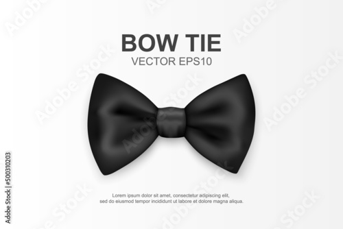 Stampa su tela Vector 3d Realistic Black Bow Tie Icon Closeup Isolated on White Background