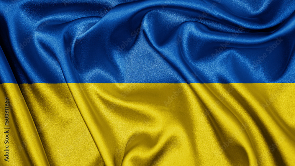 Close up realistic texture fabric textile silk flag of Ukraine waving fluttering background. National symbol of the Europe country. Democracy and freedom concept.
Close up realistic texture fabric textile silk flag of Ukraine waving fluttering background. National symbol of the Europe country. Democracy and freedom concept.