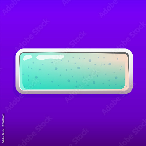 Game button in 2d style on colorful background. Options panel settings button green. Cartoon vector illustration. Game ui for mobile casual games, ui kit, menu.