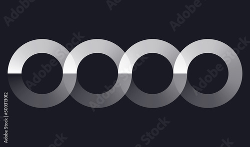 Intersecting circles, rings abstract geometric icon, vector illustration