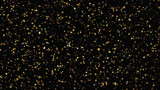 round small bokeh of lights on a black background, white and yellow confetti, city lights, defocused lights