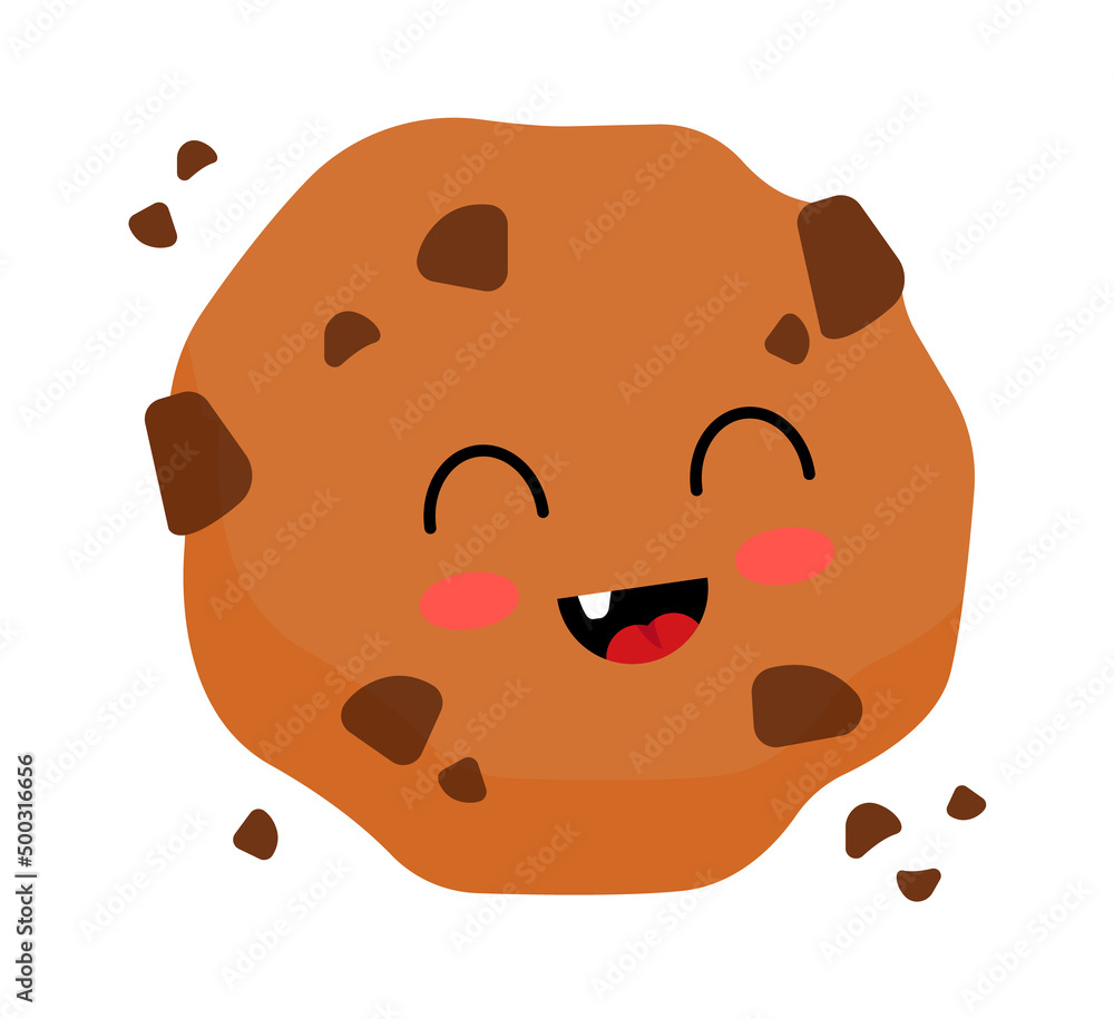 Funny Cartoon cookie. Sweet Food icon. Vector illustration Funny Cartoon cookie. Sweet Food icon. Vector illustration