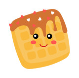 Funny Cartoon french waffles. Sweet Food icon. Vector illustration