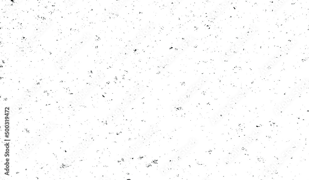 Small uneven spots and particles of debris. Abstract vector texture. Distressed uneven background. Grunge texture overlay with fine grains isolated on white background. Vector illustration. EPS10.