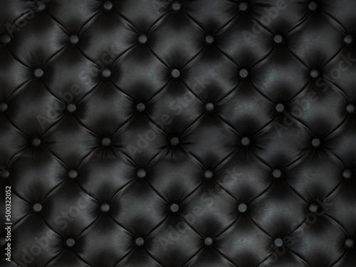 upholstery of leather buttoned black color fabric, wall pattern. Elegant vintage quilted sofa background. Interior 