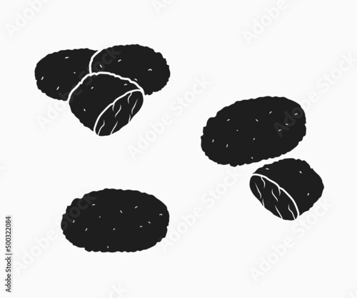 Chicken nuggets icon set. Silhouette chicken nuggets vector template.