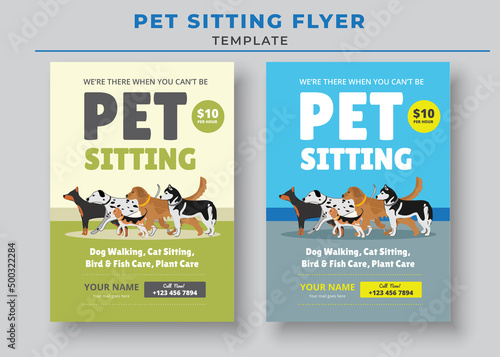 Pet Sitting Flyer Template, Pet Care Flyer Template, Pet Walkers Flyer Template