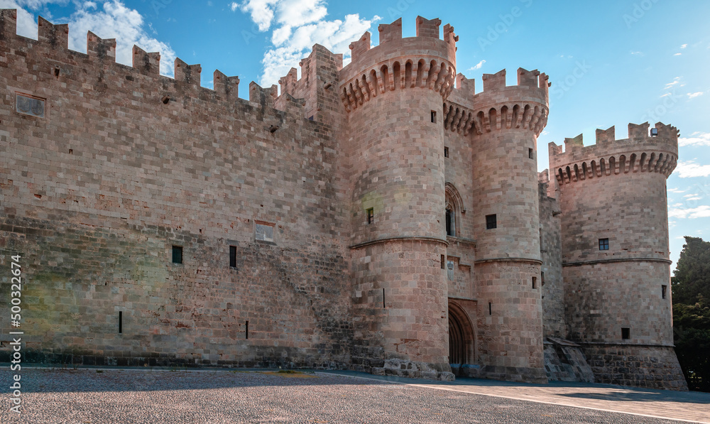 The Palace of the Grand Master of the Knights of Rhodes in the medieval city of Rhodes, Greece.