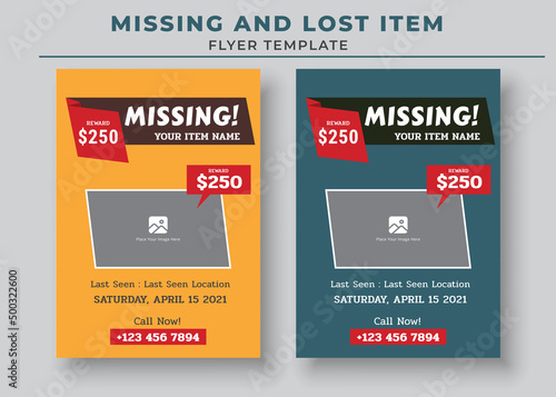 Missing and Lost Item flyer Template, Missing poster, Lost pet flyer template