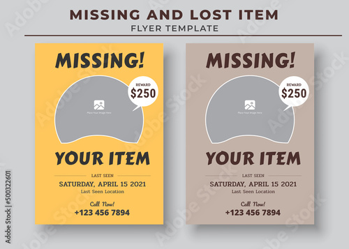 Missing and Lost Item flyer Template, Missing poster, Lost pet flyer template